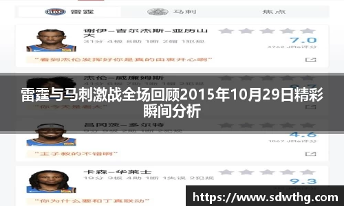 雷霆与马刺激战全场回顾2015年10月29日精彩瞬间分析